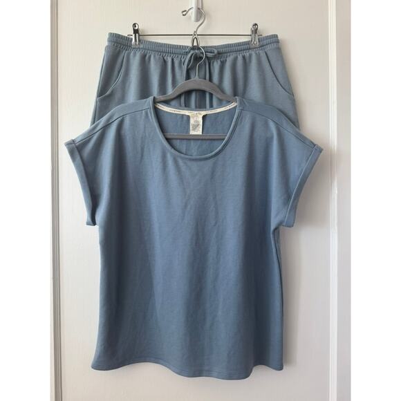 Lucky Brand Dusty Blue Cozy Jersey Knit Pajama Lounge Set Size Large - Picture 2 of 12